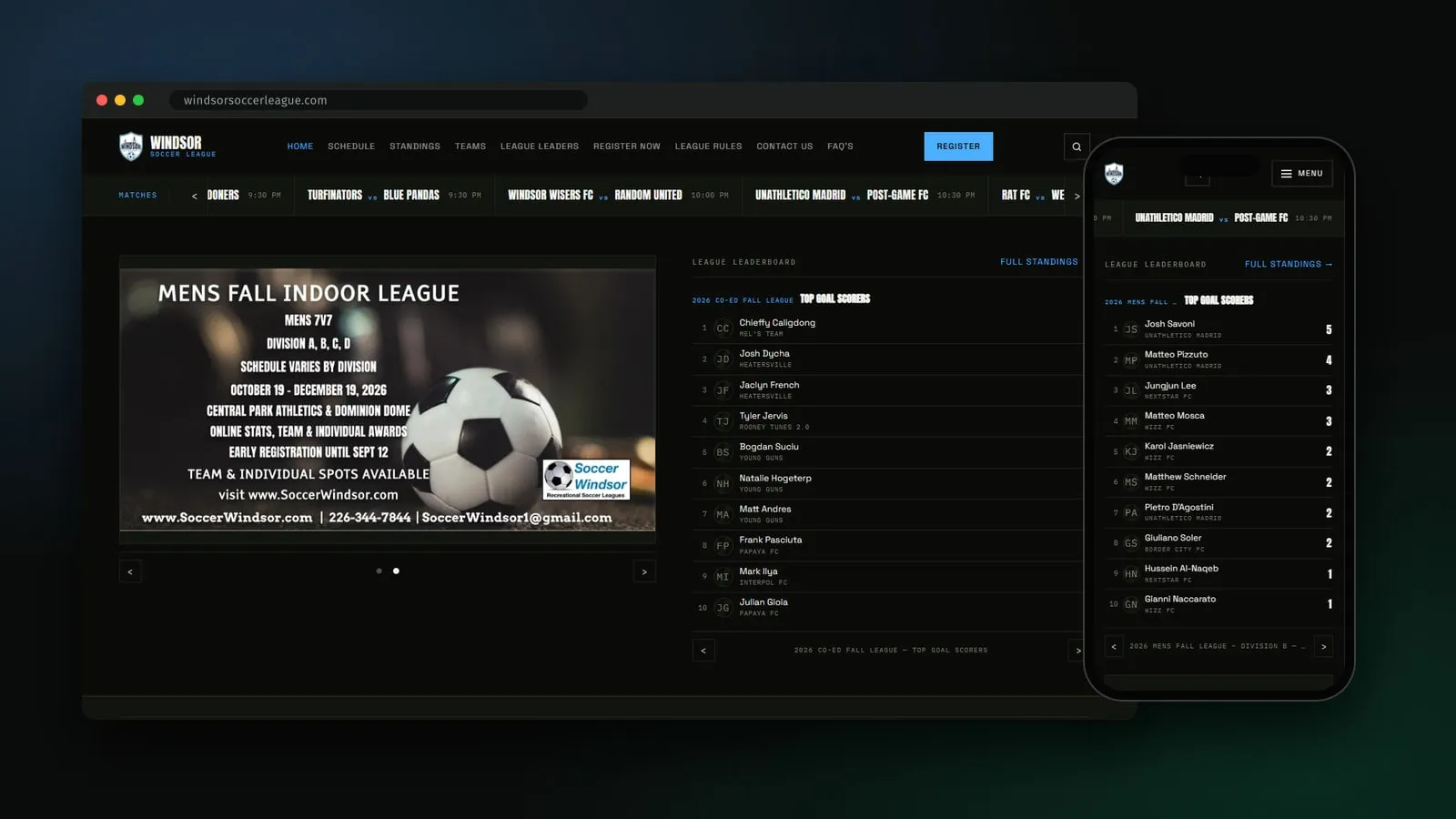 Redesigning the Windsor Soccer League Website: A Custom SportsPress Pro Theme