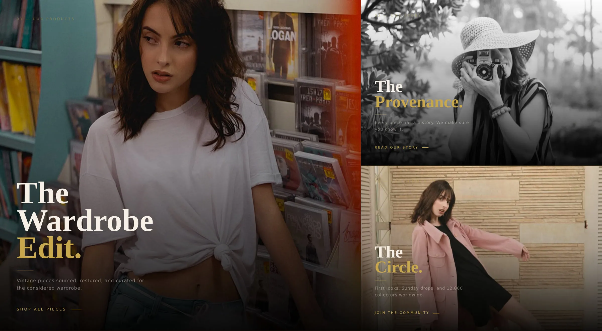 The Wardrobe Edit — editorial section design for the Rogue + Runway vintage clothing website